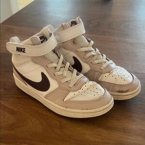 Nike Kids High-Top Sneakers - Cream Pink and Maroon
